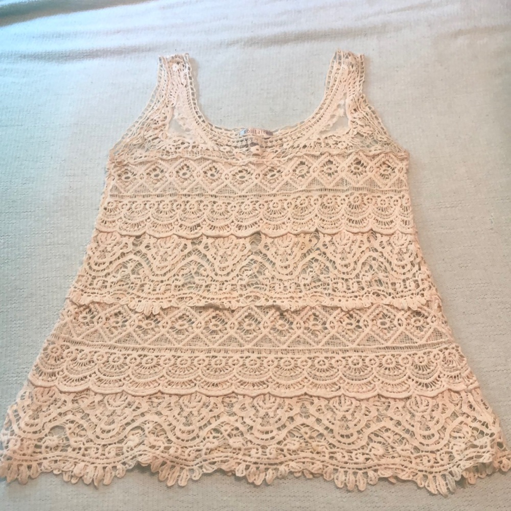 Solitaire Cream Lace Tank Top